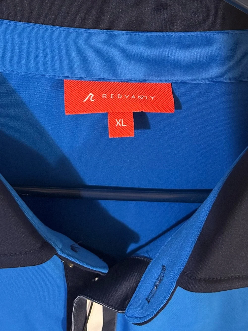Redvanly Monroe Polo Mens XL Marine Blue 4-Way Stretch NWT Golf Athletic Luxury